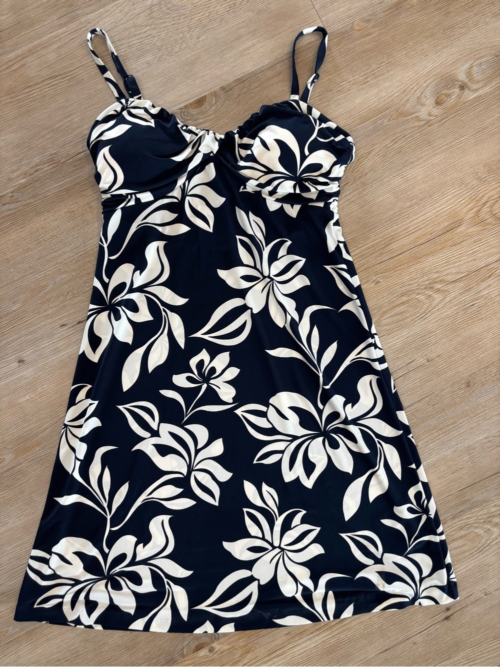 Tommy Bahama Black and Cream Floral Mini Dress